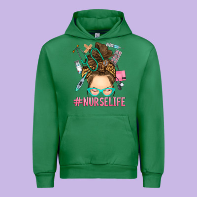 Messy Bun Nurse Life Urban Hoodie Designed By Ranaportraitstore