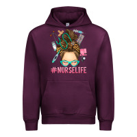 Mauve Wine messy bun nurse life Urban Hoodie - RanaPortraitStore
