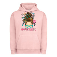 Pigment Salmon messy bun nurse life Urban Hoodie - RanaPortraitStore