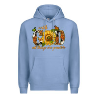 Colony Blue With god all things are possible with sunflower Premium Hoodie - texasbilliewilder