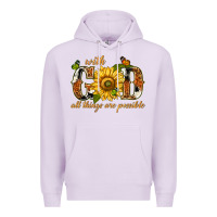 Lilac With god all things are possible with sunflower Premium Hoodie - texasbilliewilder