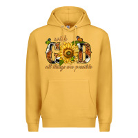 Mustard With god all things are possible with sunflower Premium Hoodie - texasbilliewilder