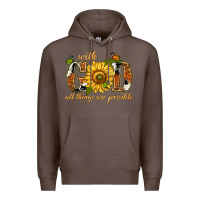 Coffee With god all things are possible with sunflower Premium Hoodie - texasbilliewilder
