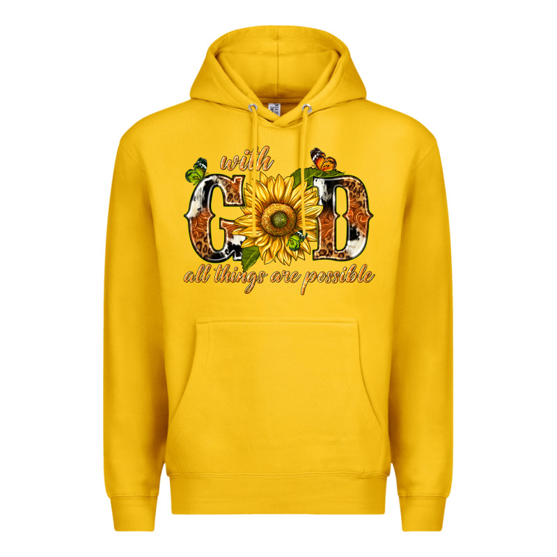 With God All Things Are Possible With Sunflower Premium Hoodie by texasbilliewilder | Teevron
