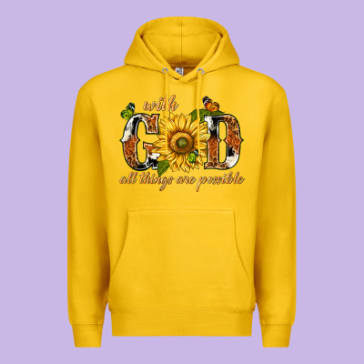 Premium Hoodie With god all things are possible with sunflower