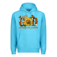 Ocean Blue With god all things are possible with sunflower Premium Hoodie - texasbilliewilder