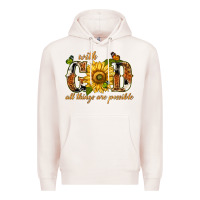 Pale Pink With god all things are possible with sunflower Premium Hoodie - texasbilliewilder