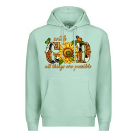 Seafoam With god all things are possible with sunflower Premium Hoodie - texasbilliewilder