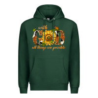 Sports Green With god all things are possible with sunflower Premium Hoodie - texasbilliewilder