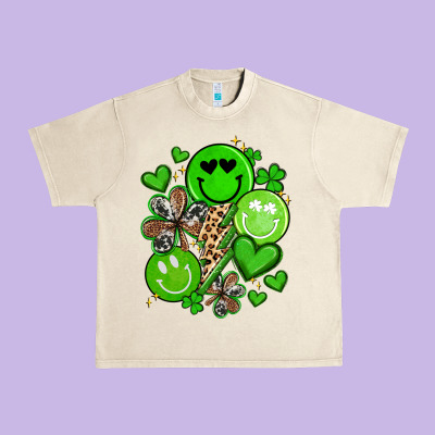 St Patrick's Day Green Smile Urban Heavy Tee Designed By Artiststas