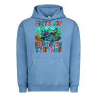 Pigment Pebble Blue just a boy who loves turtles Urban Hoodie - RanaPortraitStore