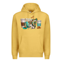 Antique Gold beagle dog coffee cups Premium Hoodie - texasbilliewilder
