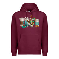 Burgundy beagle dog coffee cups Premium Hoodie - texasbilliewilder