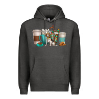 Charcoal Heather beagle dog coffee cups Premium Hoodie - texasbilliewilder