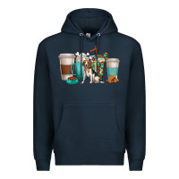 Navy beagle dog coffee cups Premium Hoodie - texasbilliewilder