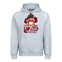 Heather Grey one loved teacher messy bun Urban Hoodie - RanaPortraitStore