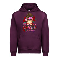 Mauve Wine one loved teacher messy bun Urban Hoodie - RanaPortraitStore
