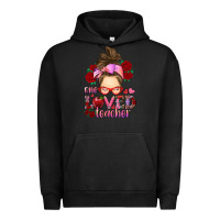 Pigment Black one loved teacher messy bun Urban Hoodie - RanaPortraitStore