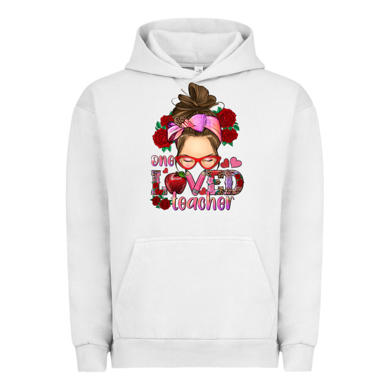 One Loved Teacher Messy Bun Urban Hoodie by RanaPortraitStore | Teevron