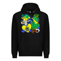 Black brazil hearts Premium Hoodie - texasbilliewilder