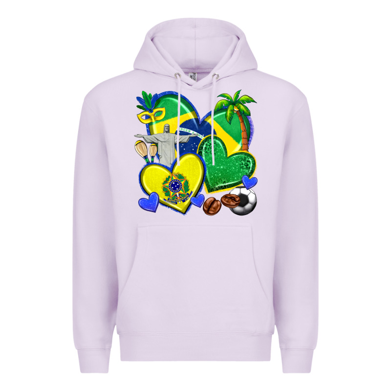 Brazil Hearts Premium Hoodie by texasbilliewilder | Teevron