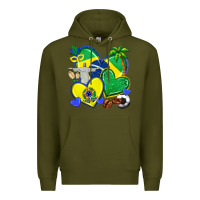 Army Green brazil hearts Premium Hoodie - texasbilliewilder