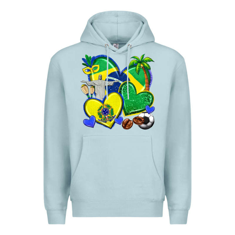 Brazil Hearts Premium Hoodie by texasbilliewilder | Teevron