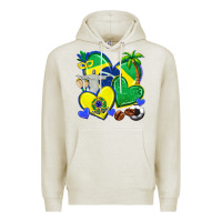 Oatmeal Heather brazil hearts Premium Hoodie - texasbilliewilder