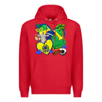 Red brazil hearts Premium Hoodie - texasbilliewilder