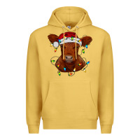 Antique Gold Christmas baby red angus calf with lights Premium Hoodie - RanaPortraitStore