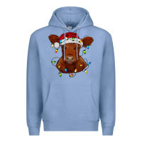 Colony Blue Christmas baby red angus calf with lights Premium Hoodie - RanaPortraitStore