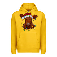Lemon Christmas baby red angus calf with lights Premium Hoodie - RanaPortraitStore