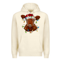 Sandshell Christmas baby red angus calf with lights Premium Hoodie - RanaPortraitStore
