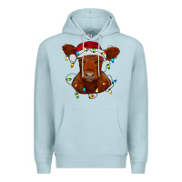 Blue Mist Christmas baby red angus calf with lights Premium Hoodie - RanaPortraitStore