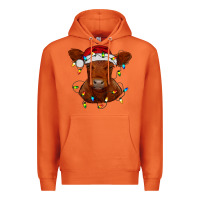Carrot Christmas baby red angus calf with lights Premium Hoodie - RanaPortraitStore