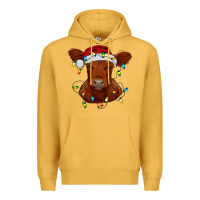 Mustard Christmas baby red angus calf with lights Premium Hoodie - RanaPortraitStore