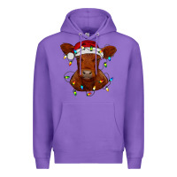 Purple Christmas baby red angus calf with lights Premium Hoodie - RanaPortraitStore