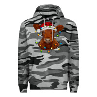 Slate Camo Christmas baby red angus calf with lights Premium Hoodie - RanaPortraitStore
