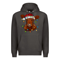 Smoke Christmas baby red angus calf with lights Premium Hoodie - RanaPortraitStore