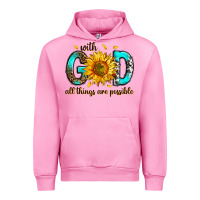 Fuchsia Pink with god all things possible Urban Hoodie - RanaPortraitStore