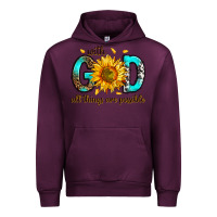 Mauve Wine with god all things possible Urban Hoodie - RanaPortraitStore