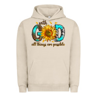 Pigment French Oak with god all things possible Urban Hoodie - RanaPortraitStore