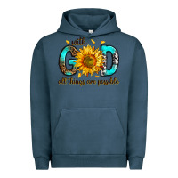 Pigment Midnight Navy with god all things possible Urban Hoodie - RanaPortraitStore