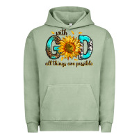 Pigment Oil Green with god all things possible Urban Hoodie - RanaPortraitStore