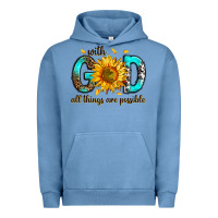 Pigment Pebble Blue with god all things possible Urban Hoodie - RanaPortraitStore