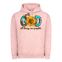 Pigment Salmon with god all things possible Urban Hoodie - RanaPortraitStore