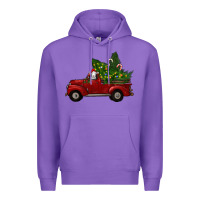 Purple Christmas Farm Truck With Baby Sheep Premium Hoodie - RanaPortraitStore
