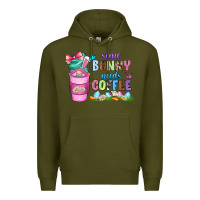 Army Green some bunny needs coffee with gnomes Premium Hoodie - Zillion Design Studio