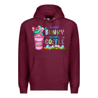 Burgundy some bunny needs coffee with gnomes Premium Hoodie - Zillion Design Studio