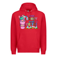 Red some bunny needs coffee with gnomes Premium Hoodie - Zillion Design Studio